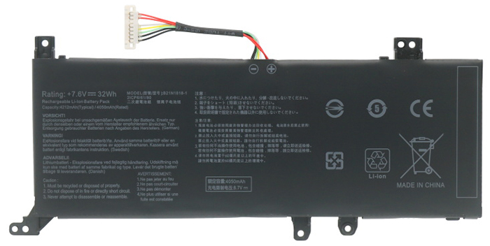 Kompatibel Bærbar PC batteri ASUS  til C21N1818 