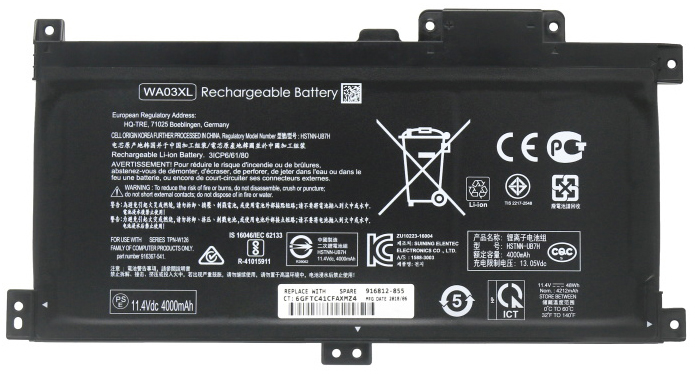 Kompatibel Bærbar PC batteri hp  til WA03XL 